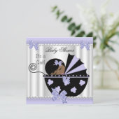 Invitation Baby shower afro-américain fille violet blanc (Debout devant)
