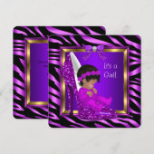 Invitation Baby shower afro-américain fille violet rose (Devant / Derrière)