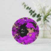 Invitation Baby shower afro-américain fille violet Rose R3 (Debout devant)