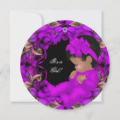 Invitation Baby shower afro-américain fille violet Rose R3 (Devant)