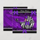 Invitation Baby shower afro-américain fille violette Zebra (Devant / Derrière)
