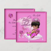 Invitation Baby shower afro-américain mignon Or rose (Devant / Derrière)