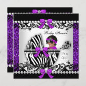 Invitation Baby shower afro-américain Parties scintillant béb (Devant / Derrière)