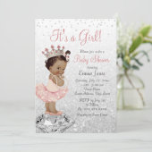 Invitation Baby shower afro-américain rose (Debout devant)