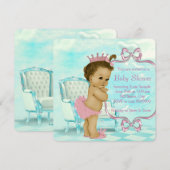 Invitation Baby shower afro-américain rose et Turquoise (Devant / Derrière)