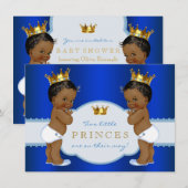 Invitation Baby shower afro-américain Royal Prince Twin (Devant / Derrière)