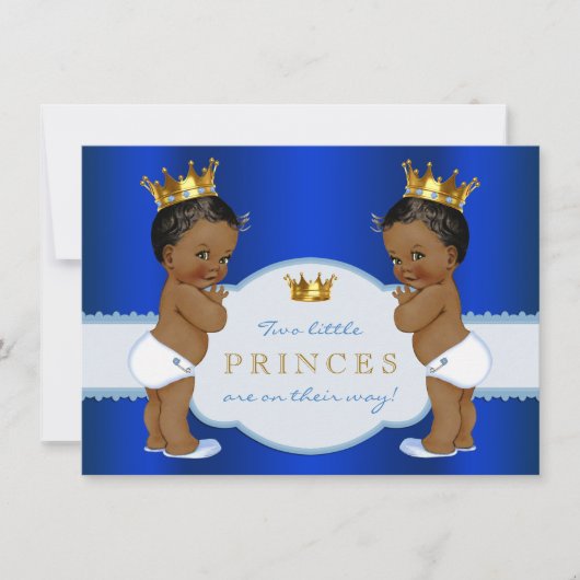 Invitation Baby shower afro-américain Royal Prince Twin (Devant)