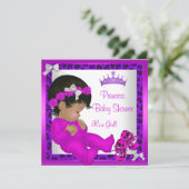 Invitation Baby shower afro-américain violet léopard rose 3 (Debout devant)