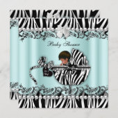Invitation Baby shower afro-américain Zebra garçon ou fille (Devant / Derrière)