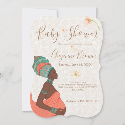 Invitation Baby shower afro-américaine (Devant)