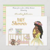 Invitation Baby shower afro-américaine (Devant / Derrière)