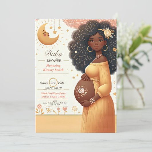 Invitation Baby shower afro-américaine (Debout devant)