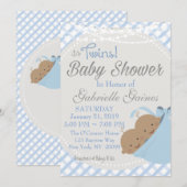 Invitation Baby shower afro-américaine Twin Boys (Devant / Derrière)