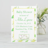 Invitation Baby shower Agneau d'invitation Mouton Fleurs Jaun (Debout devant)