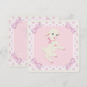 Invitation Baby Shower Agneau Rose (Devant / Derrière)