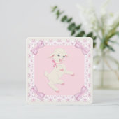 Invitation Baby Shower Agneau Rose (Debout devant)