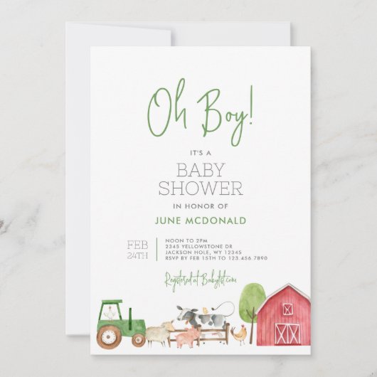 Invitation Baby shower agricole (Devant)