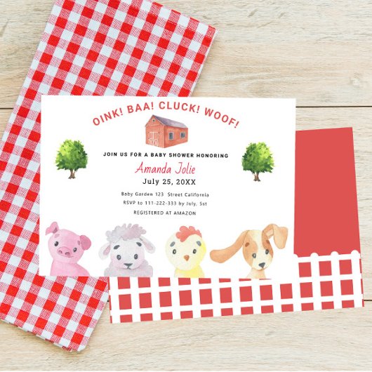 Invitation Baby shower agricole Barnyard
