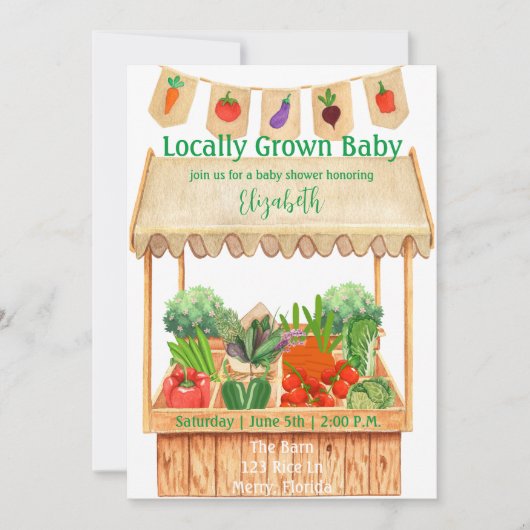 Invitation Baby shower Agricole Cultivé localement (Devant)