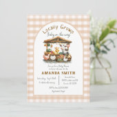 Invitation Baby shower Agricole En vichy marché cultivé local (Debout devant)