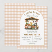 Invitation Baby shower Agricole En vichy marché cultivé local (Devant / Derrière)