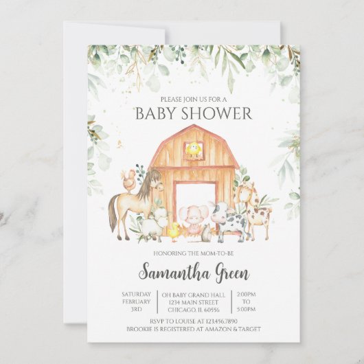 Invitation Baby shower agricole neutre pour les femmes (Devant)