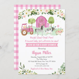 Invitation Baby shower agricole rose