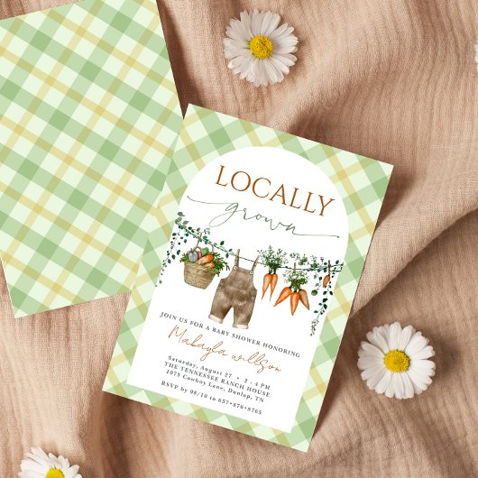 Invitation Baby shower agricole rustique cultivé localement