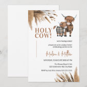 Invitation Baby shower agricole rustique de Holy Cow Pampas (Devant / Derrière)