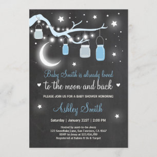 Invitation Baby shower Aimez-vous à la Lune et le Garçon Bleu