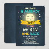 Invitation Baby shower Aimez-vous à la Lune et les étoiles ar (Devant / Derrière)