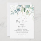 Invitation Baby shower Airy Green et Gold Leaf (Devant)
