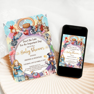 Invitation Baby Shower Alice au Pays des Merveilles 
