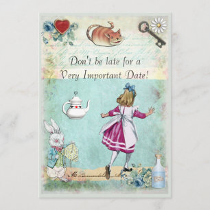 Invitation Baby shower Alice au pays des merveilles ne tarde