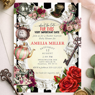 Invitation Baby Shower Alice au Pays des Merveilles Vintage