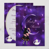 Invitation Baby shower Alice et Flamant rose Purple Moon (Devant / Derrière)
