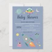 Invitation Baby shower Alien de fusée Boys mignon Blue Space (Devant)