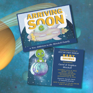 Invitation Baby shower Alien spatial