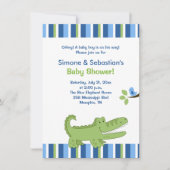 Invitation Baby shower Alligator bleu/vert 4x6 (Devant)