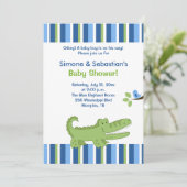 Invitation Baby shower Alligator bleu/vert 5x7 (Debout devant)