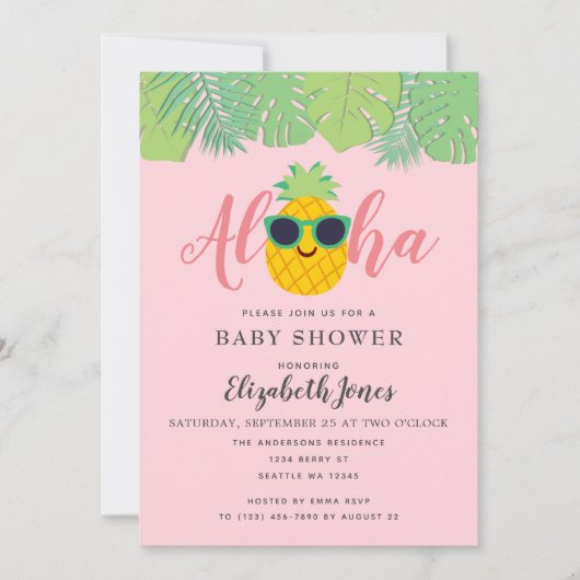 Invitation Baby shower Aloha (Devant)