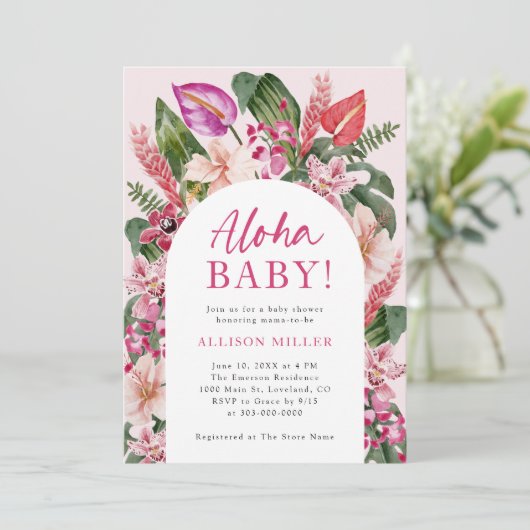 Invitation Baby shower Aloha (Debout devant)