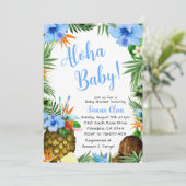 Invitation Baby shower Aloha, Luau hawaïen (Debout devant)