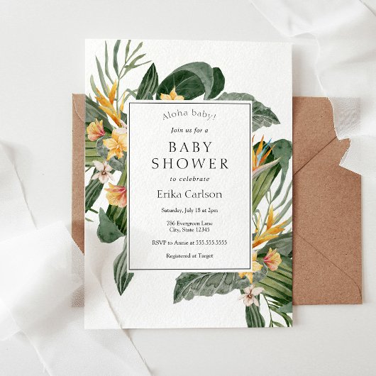 Invitation Baby shower Aloha Tropical
