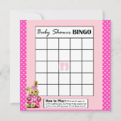 Invitation Baby shower Alphabet Nom & Bingo Jeu Lapin Rose (Dos)