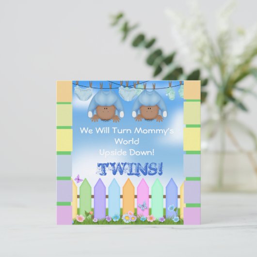 INVITATION BABY SHOWER AMÉRICAIN AMÉRICAIN TWIN GARÇONS (Debout devant)