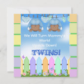 INVITATION BABY SHOWER AMÉRICAIN AMÉRICAIN TWIN GARÇONS (Devant)