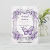 Invitation Baby shower Amethyst Wings (Debout devant)