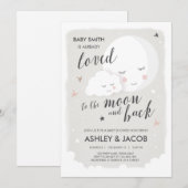 Invitation Baby shower amoureux de la Lune et de l'Invitation (Devant / Derrière)