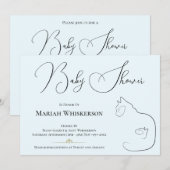 Invitation Baby shower Amoureux des chats Pastel Blue (Devant / Derrière)